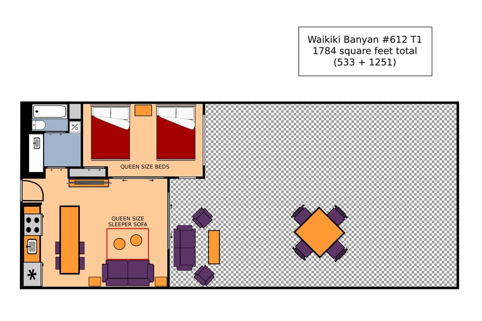 Waikiki Banyan #612-T1 Floor Plan
