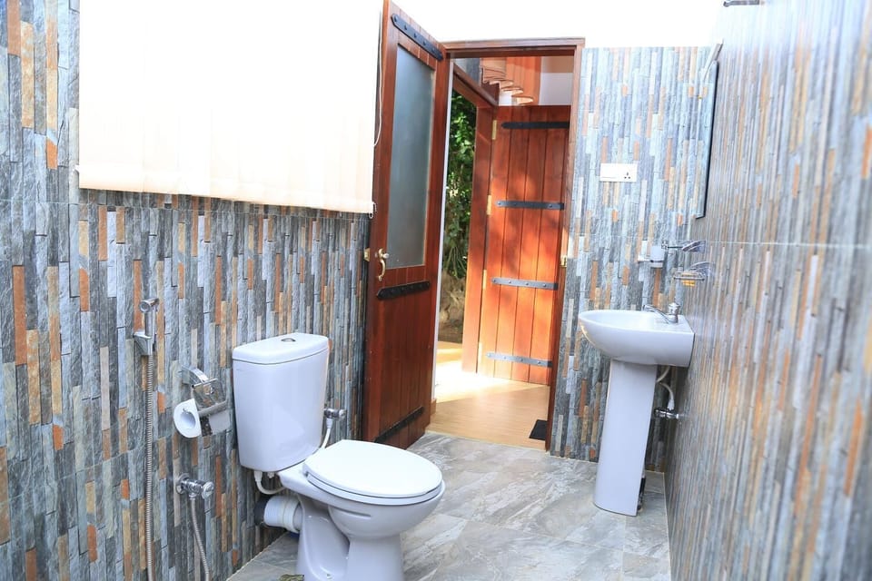 Shower, hydromassage showerhead, towels, soap