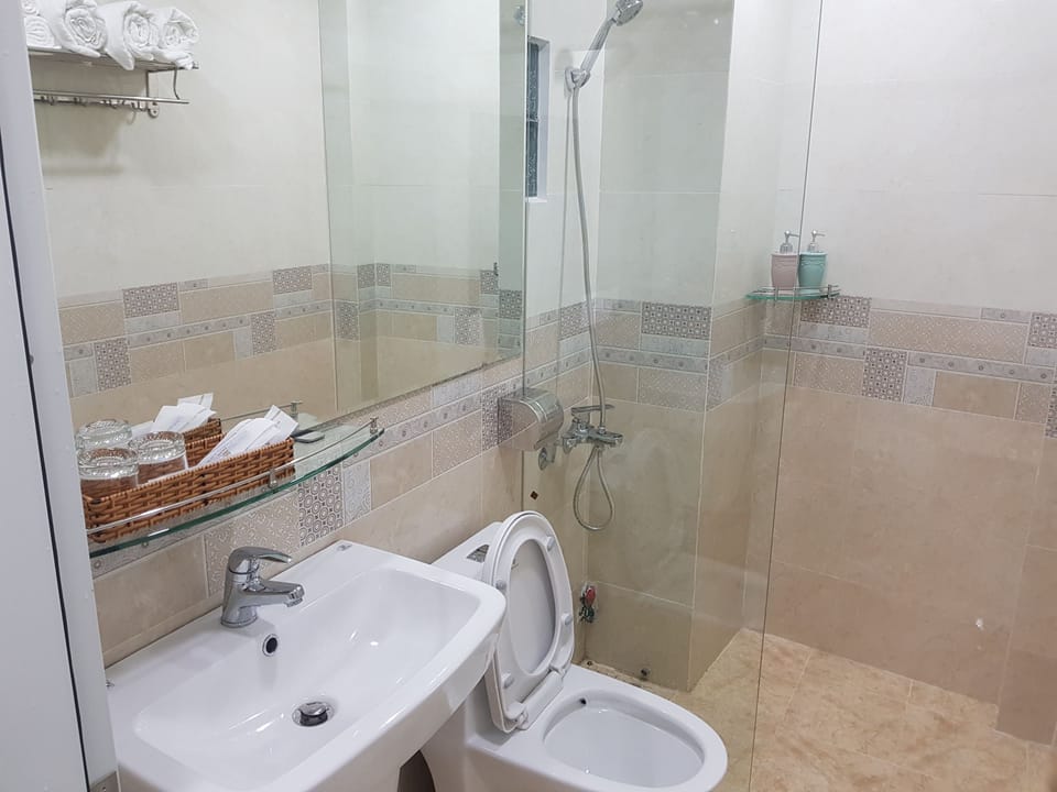 Standard Double Room, Multiple Beds | Bathroom | Free toiletries, hair dryer, slippers, bidet