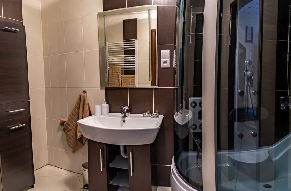 Apartment, 2 Bedrooms (11D) | Bathroom | Shower, hydromassage showerhead, towels