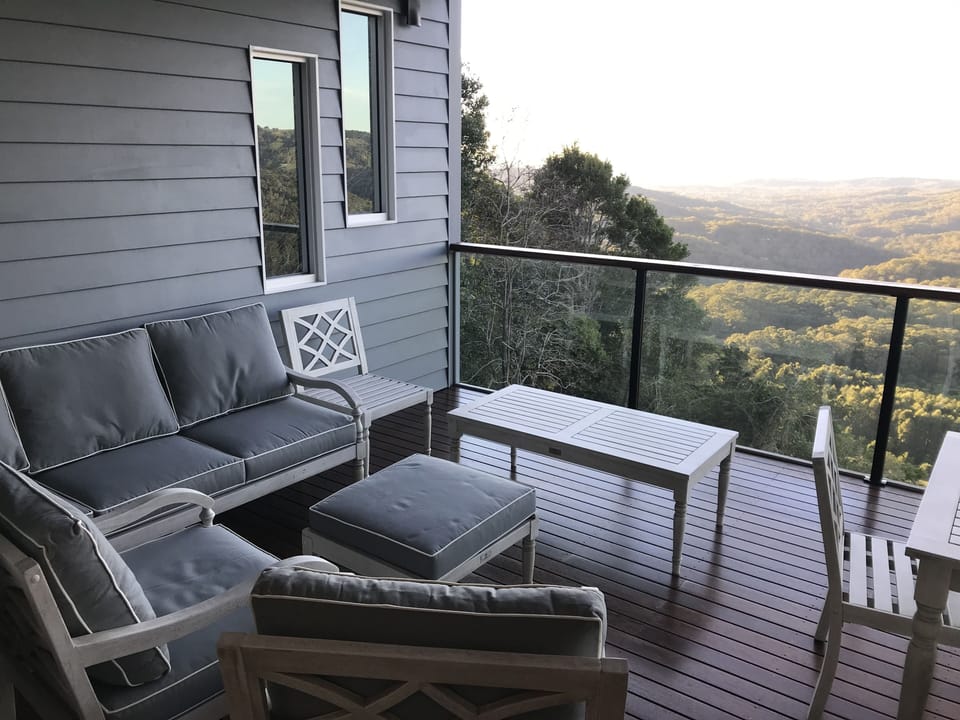 Large deck with spectacular views and comfortable seating 