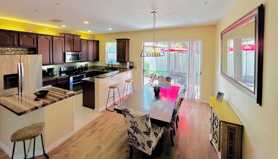 Dining table with bench seating and 4 Chairs