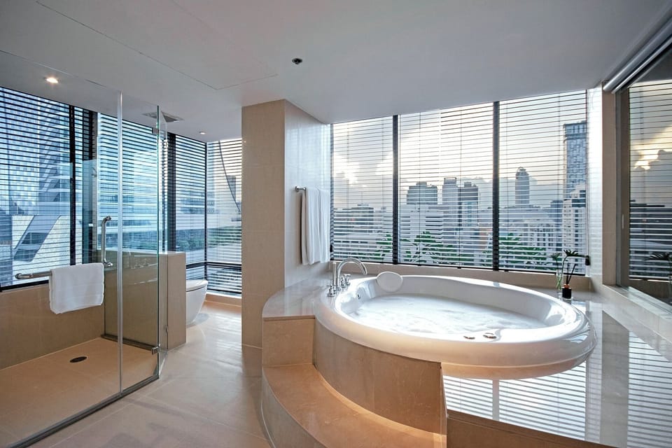 Chaba Honeymoon Suite with Jacuzzi | Bathroom | Separate tub and shower, deep soaking tub, rainfall showerhead