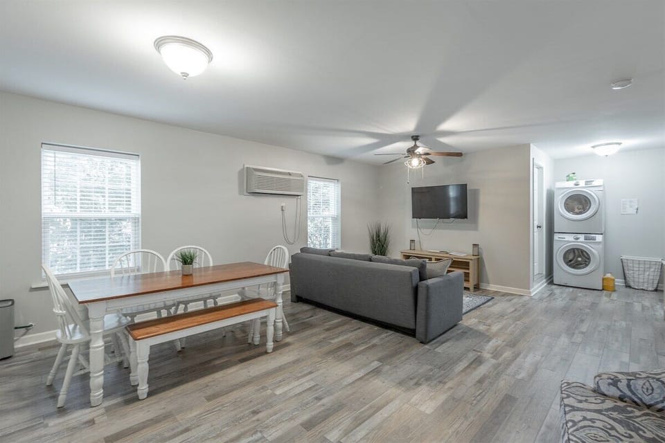 Living room and dining room