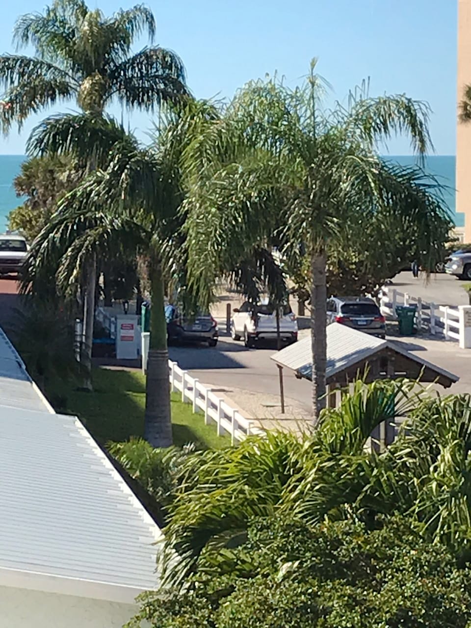 View from 2nd floor with beach access & trolley stop #14.