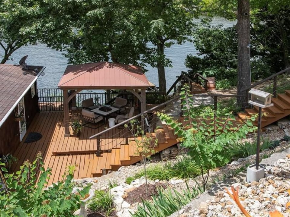 View of the gazebo from the parking area. 