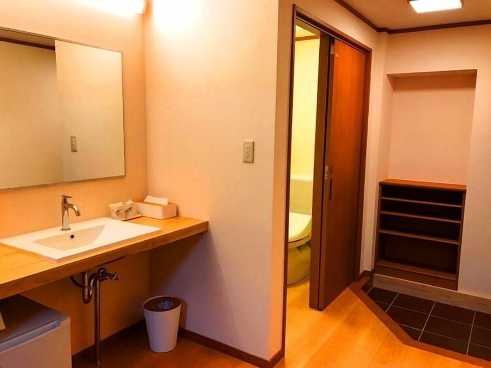 Room with Private Open-air Bath for 5 People | Bathroom | Free toiletries, hair dryer, slippers, electronic bidet