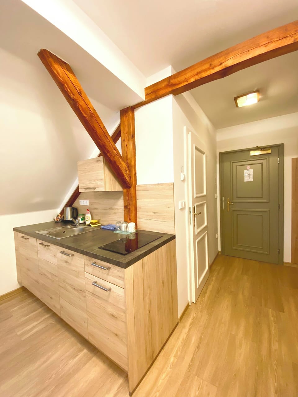 Standard Studio, Kitchenette | Private kitchen | Fridge, microwave, electric kettle, dining tables
