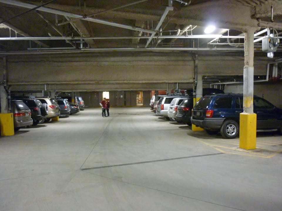 indoor heated parking garage with elevator access to building 