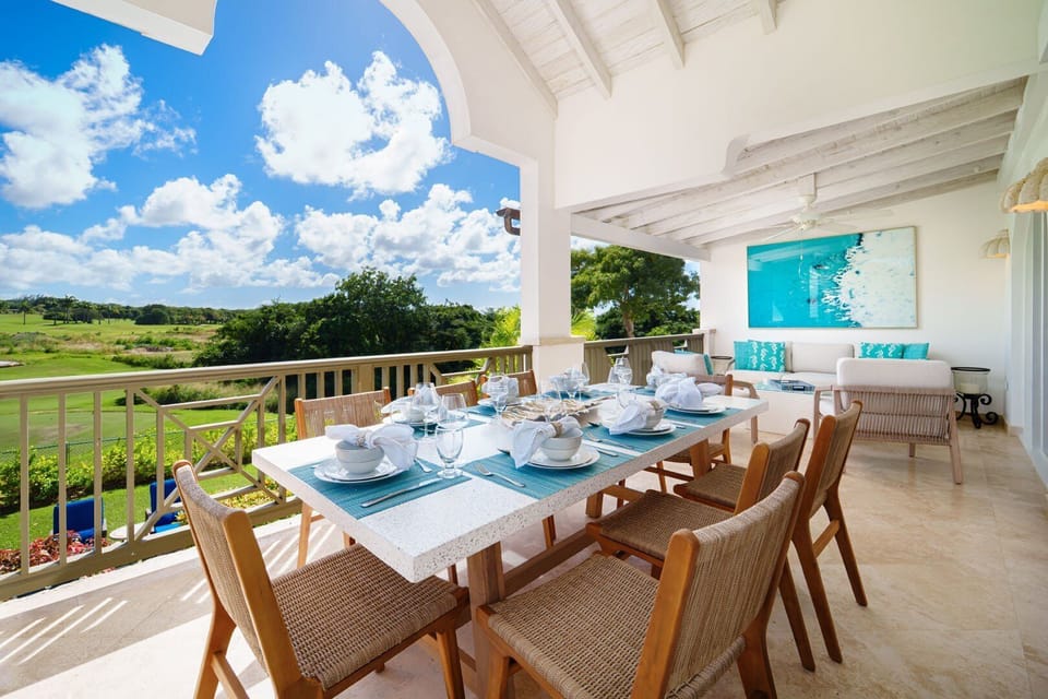 Patio with captivating views of the golf course