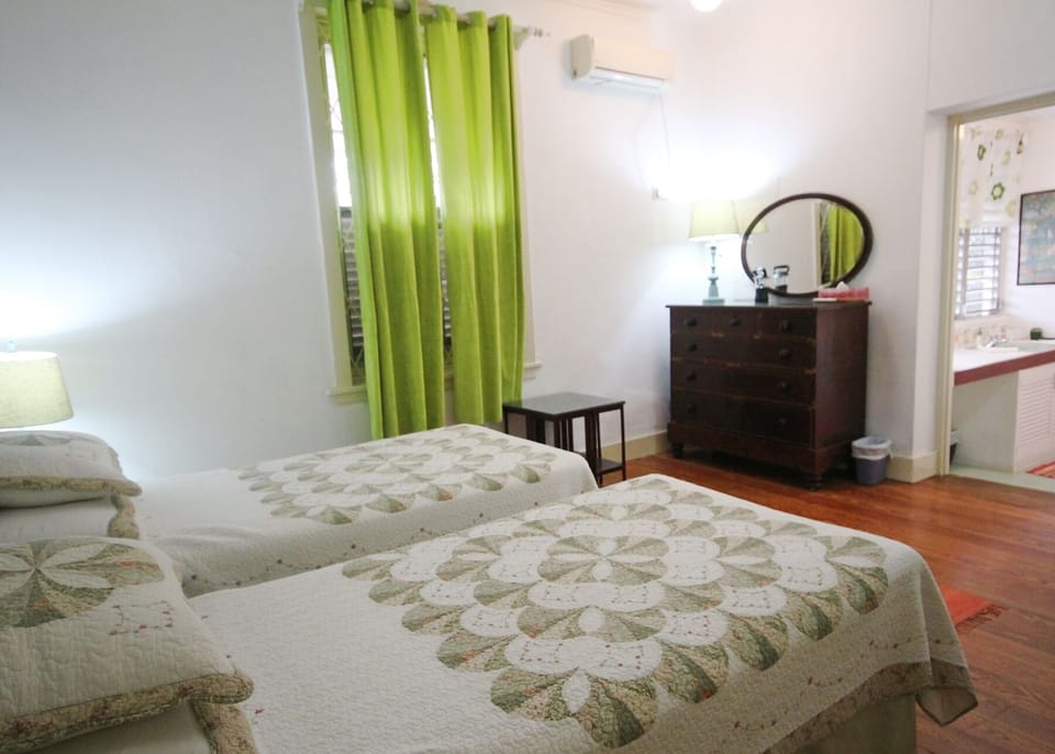 The third bedroom with two twin beds. Also cooled by A/C and a ceiling fan