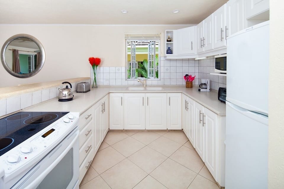 The fully outfitted kitchen can be pre-stocked with groceries - just ask our concierge!