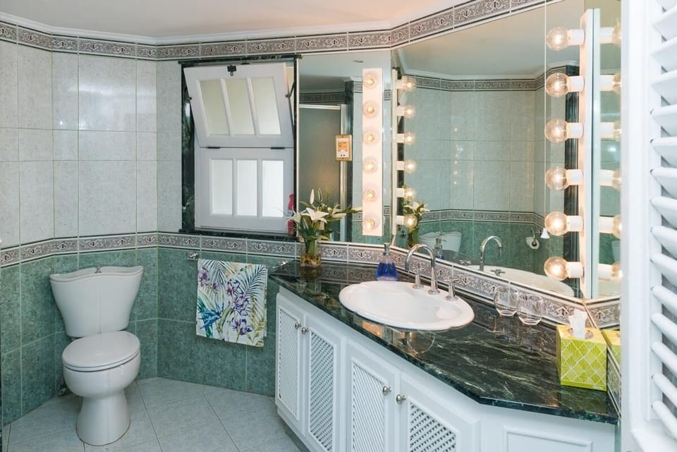 Well lit bathroom