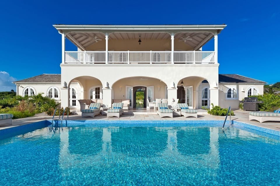 Cool arches overlook the pool