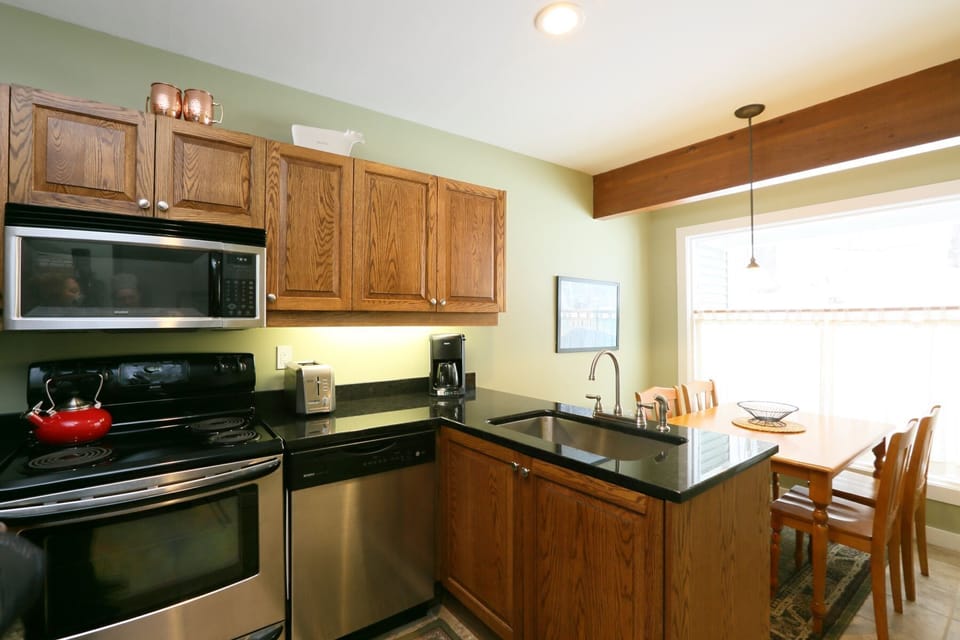 The well-equipped kitchen provides all the comforts of cooking in your own home