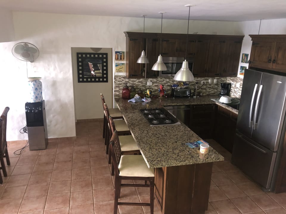 Fridge, microwave, oven, toaster
