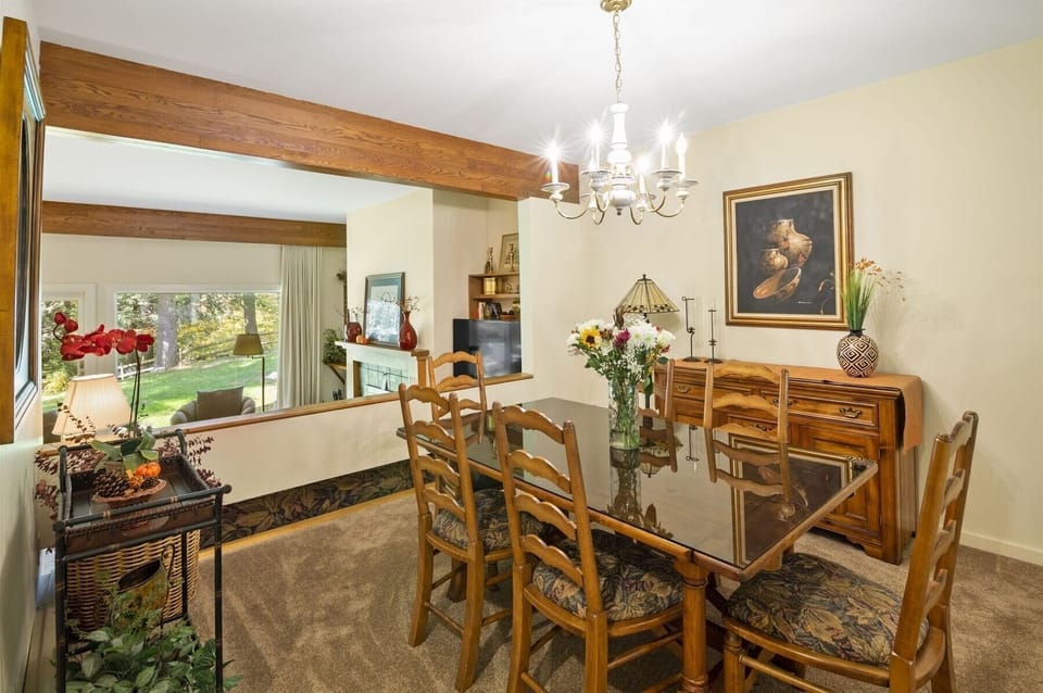 Dining area overlooking the living room
