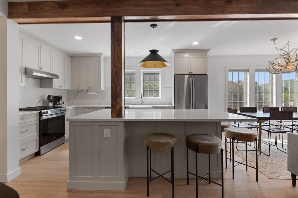 Have a few drinks at the kitchen island while watching the designated chef in action.