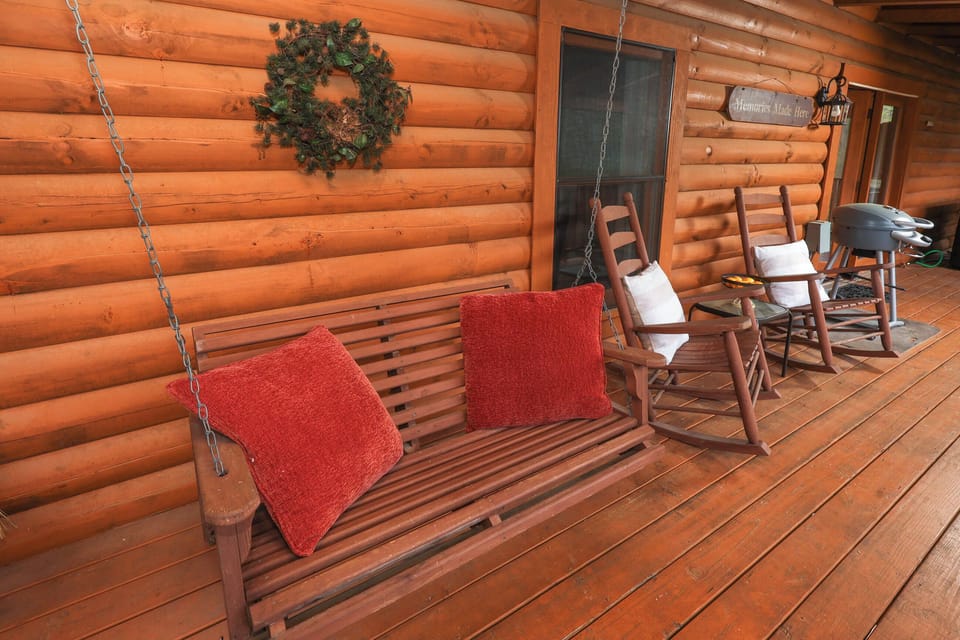 Porch swing with mountain views