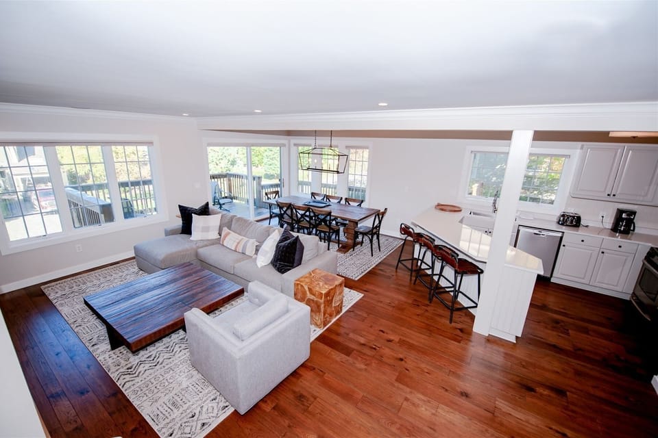 Open floor plan allows chef to socialize with the group
