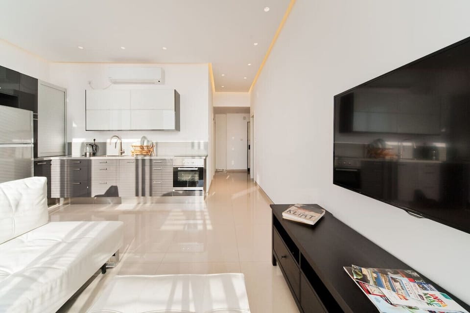 Living room with kitchen view