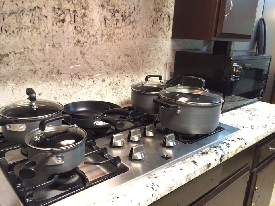 Well-Orginized pots & pans on Stove