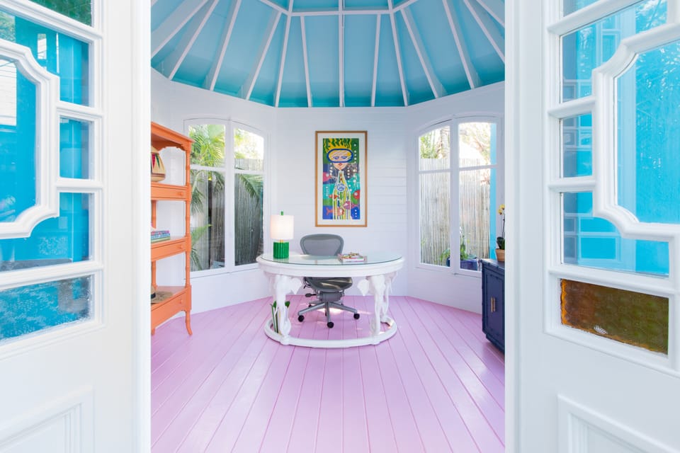 Backyard solarium with flat screen TV