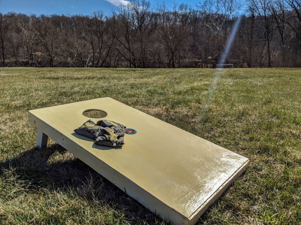 Cornhole and horse shoes provided