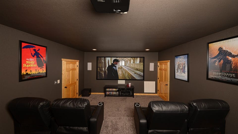 110" screen, surround sound-true movie theater experience (not just a tv room)!