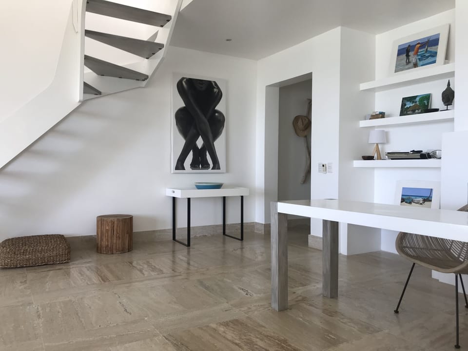 living room with desk in case you need to work with fast internet