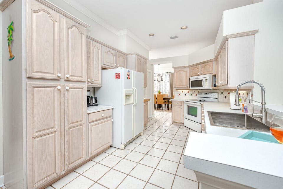 Well-stocked, open-concept kitchen