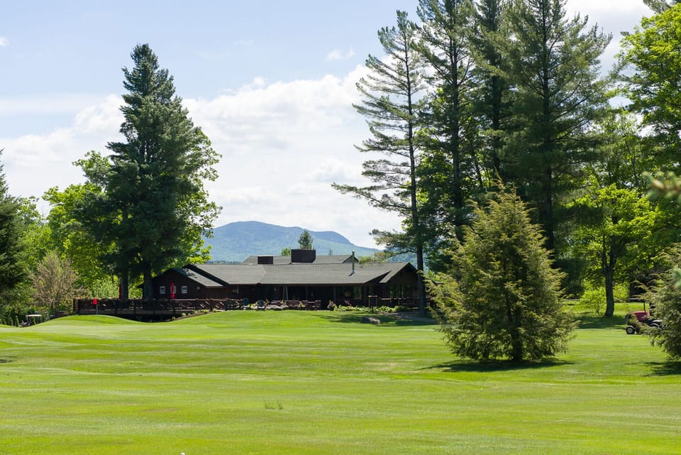 3 golf courses close to us, this one the 18th green at Whiteface Club & Resort!