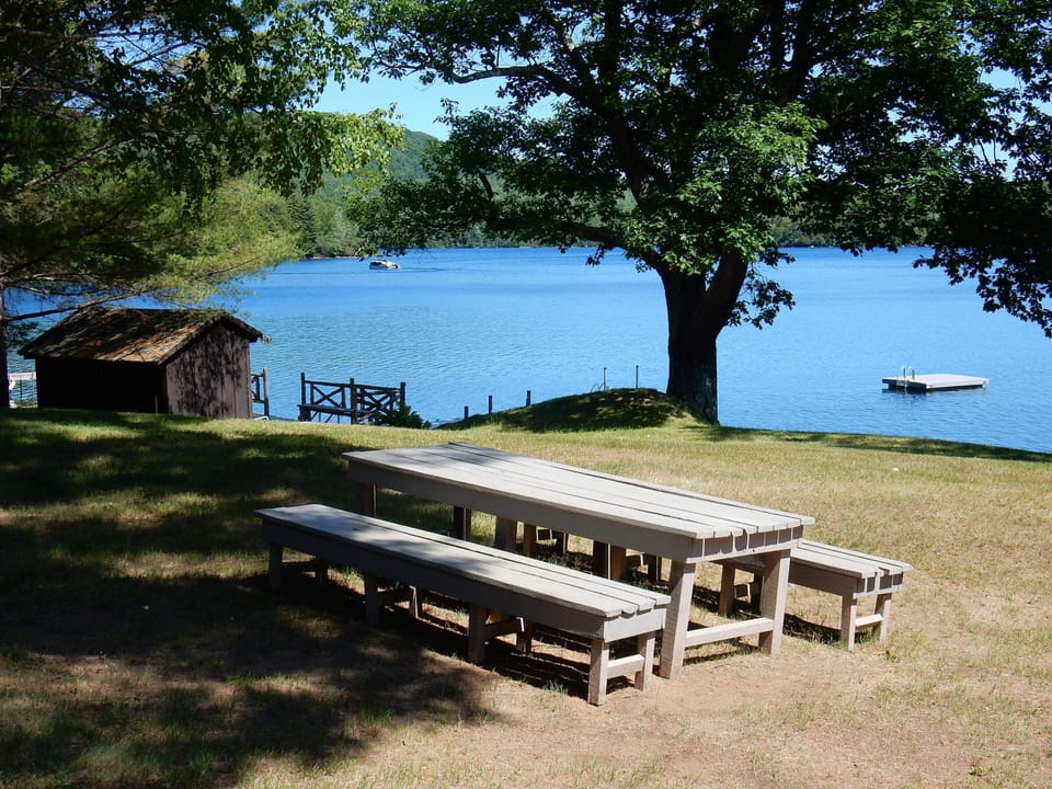 Overlake's Cabana, Dock & Float shared by renters & owners.