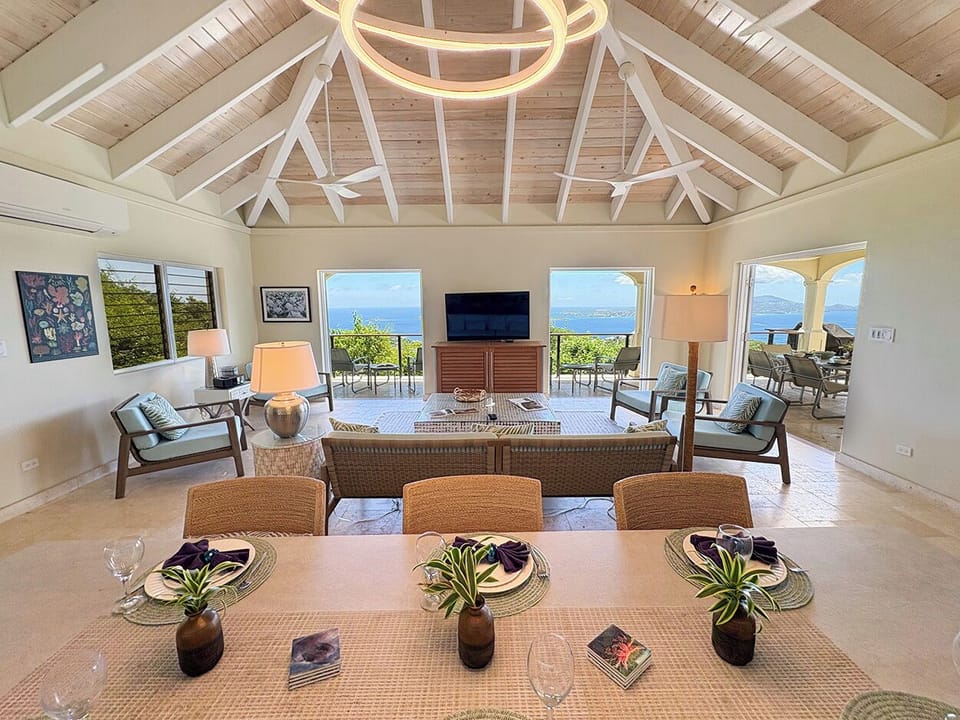 The great room at Palm Villa has spectacular views as well
