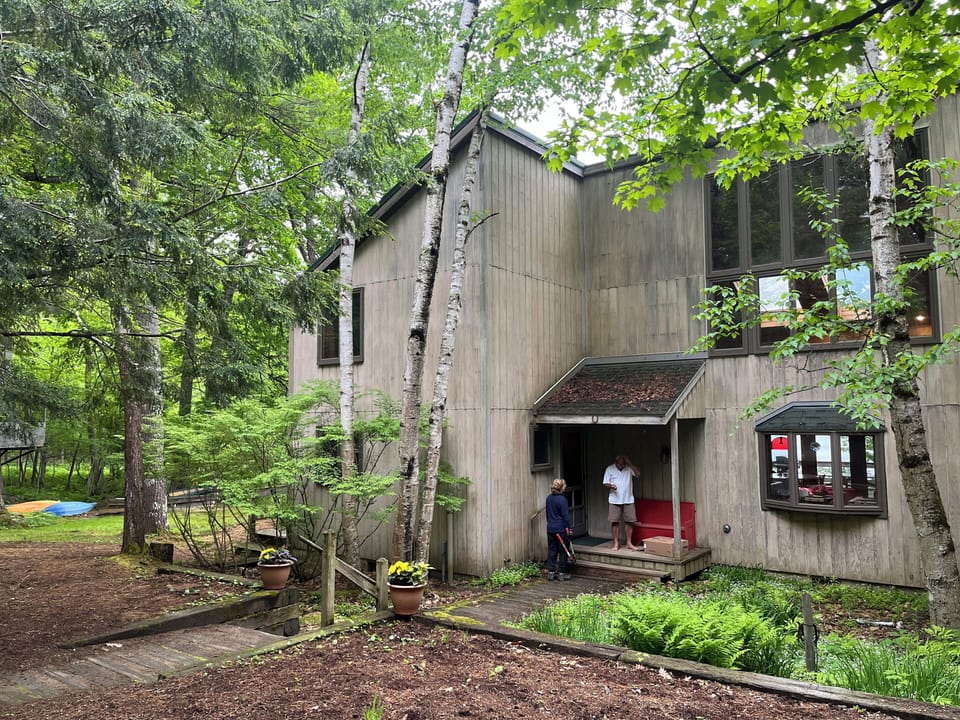 View of the house from the driveway, facing south