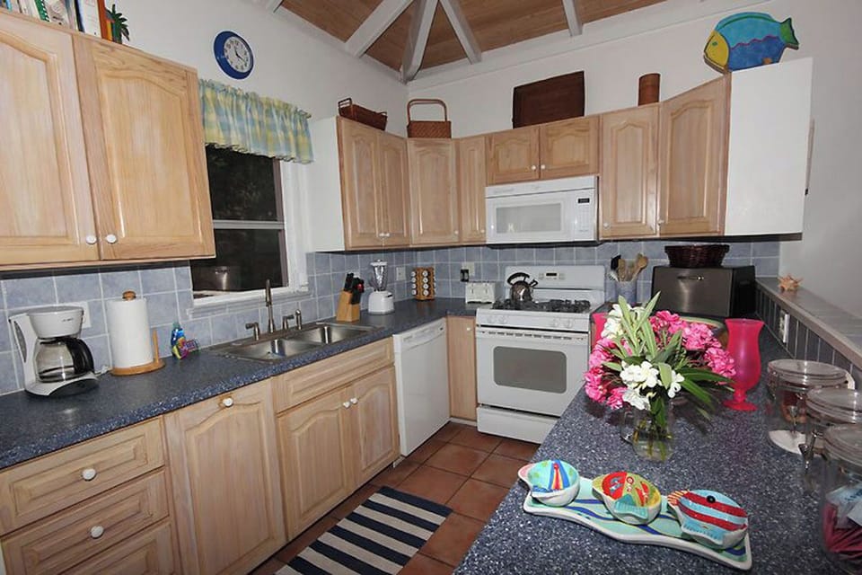 The kitchen is attractive and well equipped