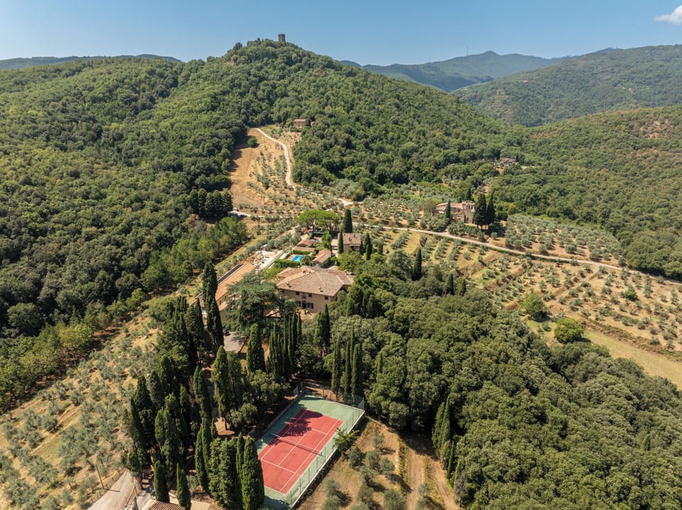 Villa, Tennis and Galatrona watchtower above