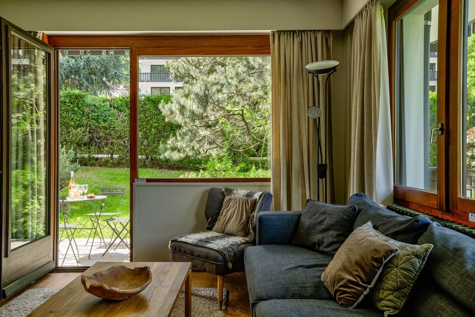 Glass door from living area onto terrace