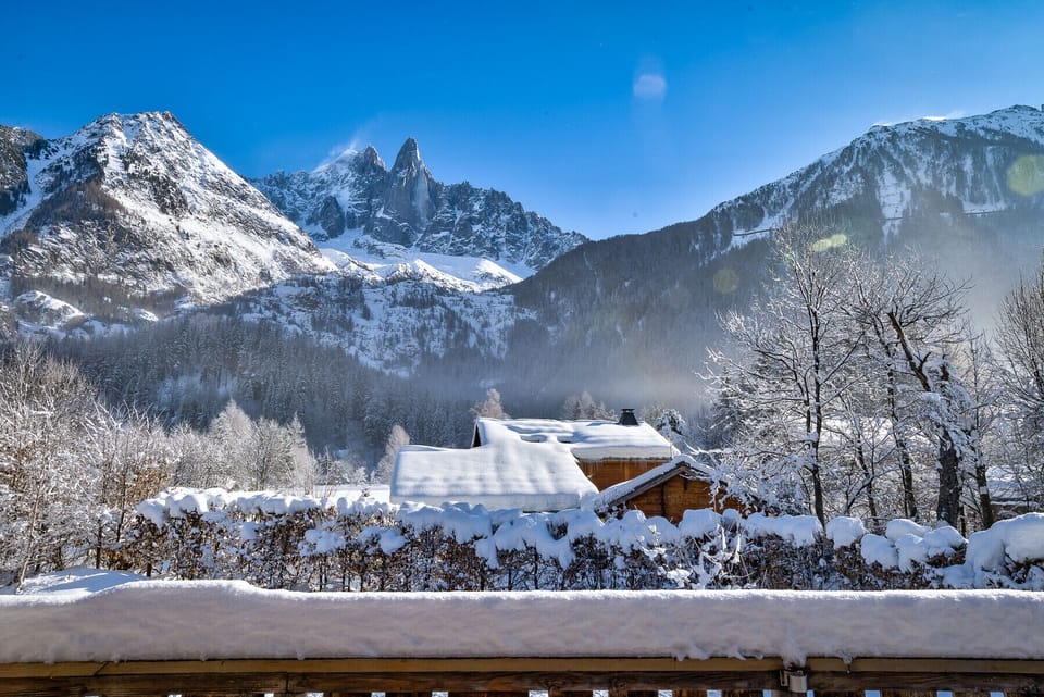 Beautiful setting, only 1 km from les Praz and la Flegere ski area