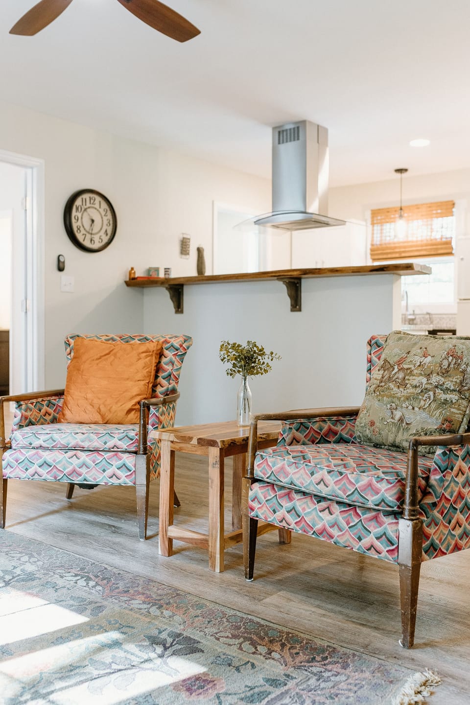 Fun mid-century chairs in living space