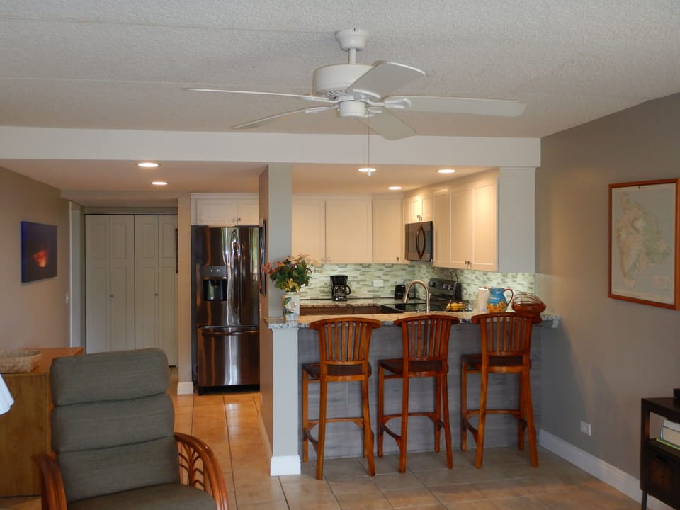 Breakfast bar and open concept kitchen