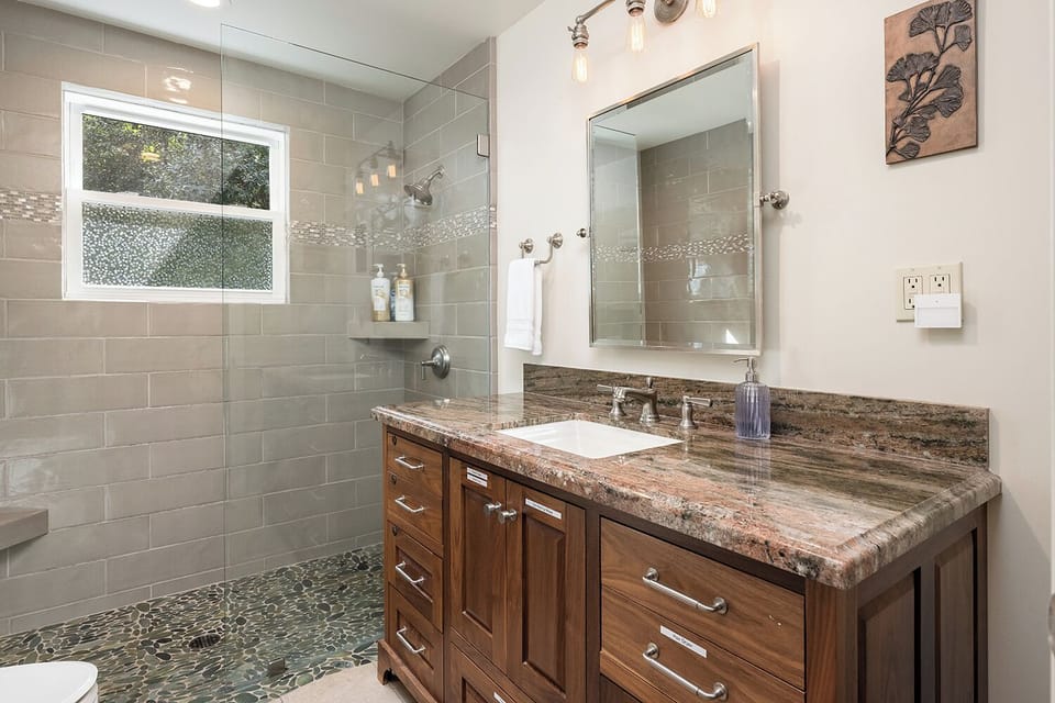 Lovingly remodeled full bathroom.
