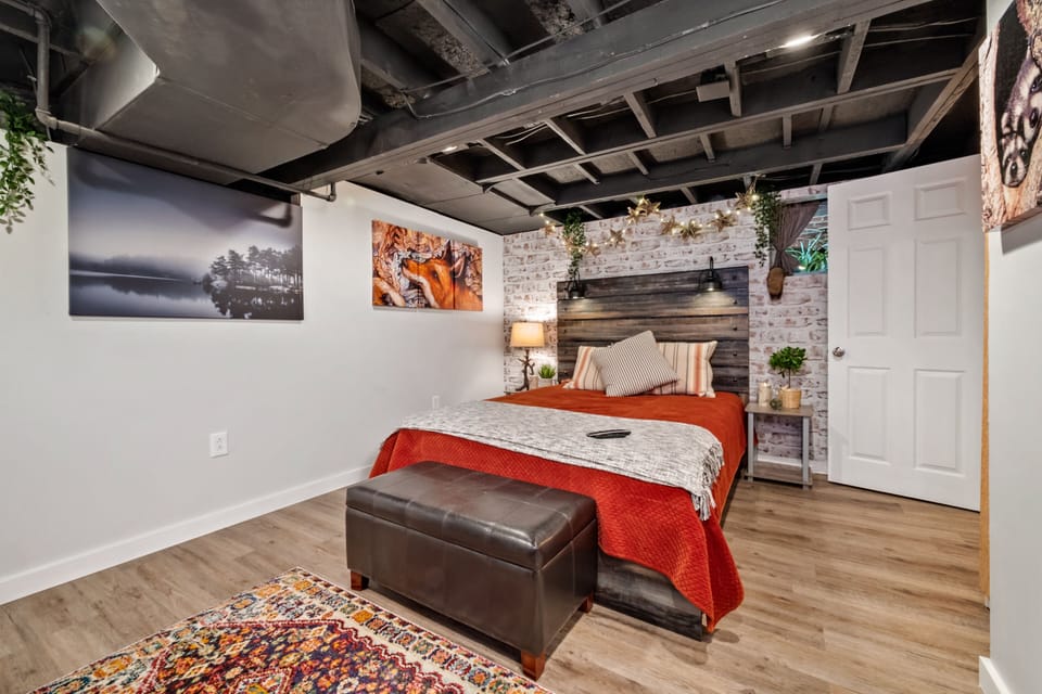 Cozy bedroom with memory foam bed 