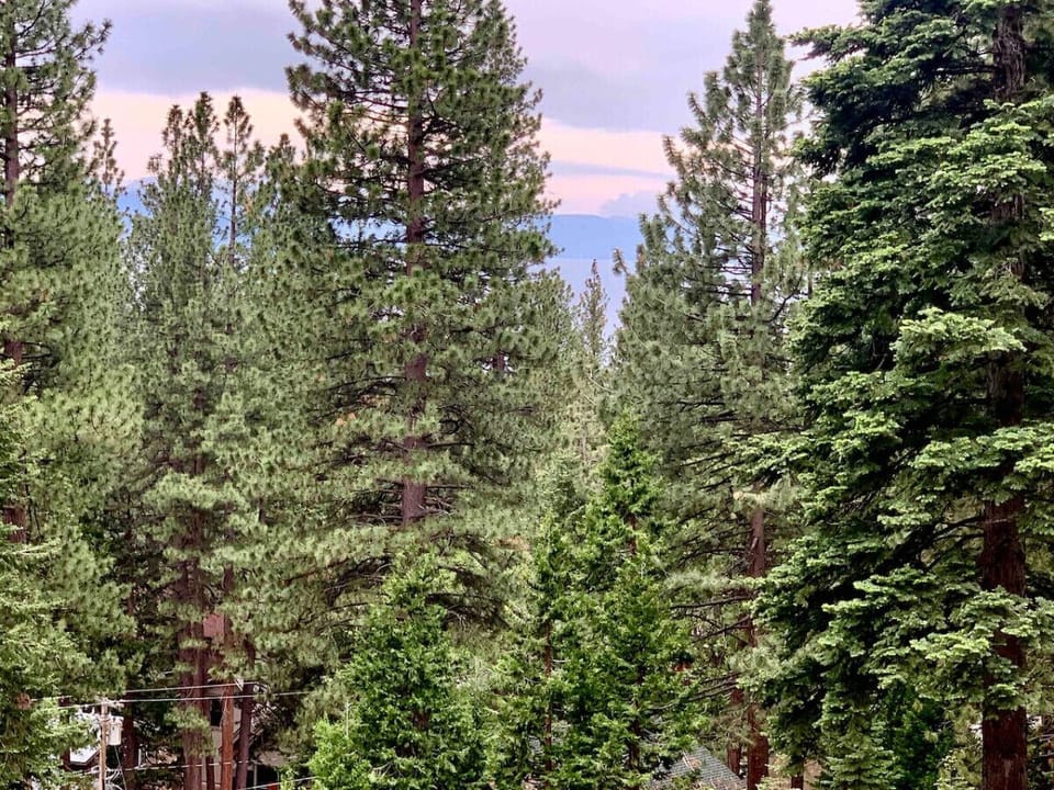 Back deck with peek lake views.