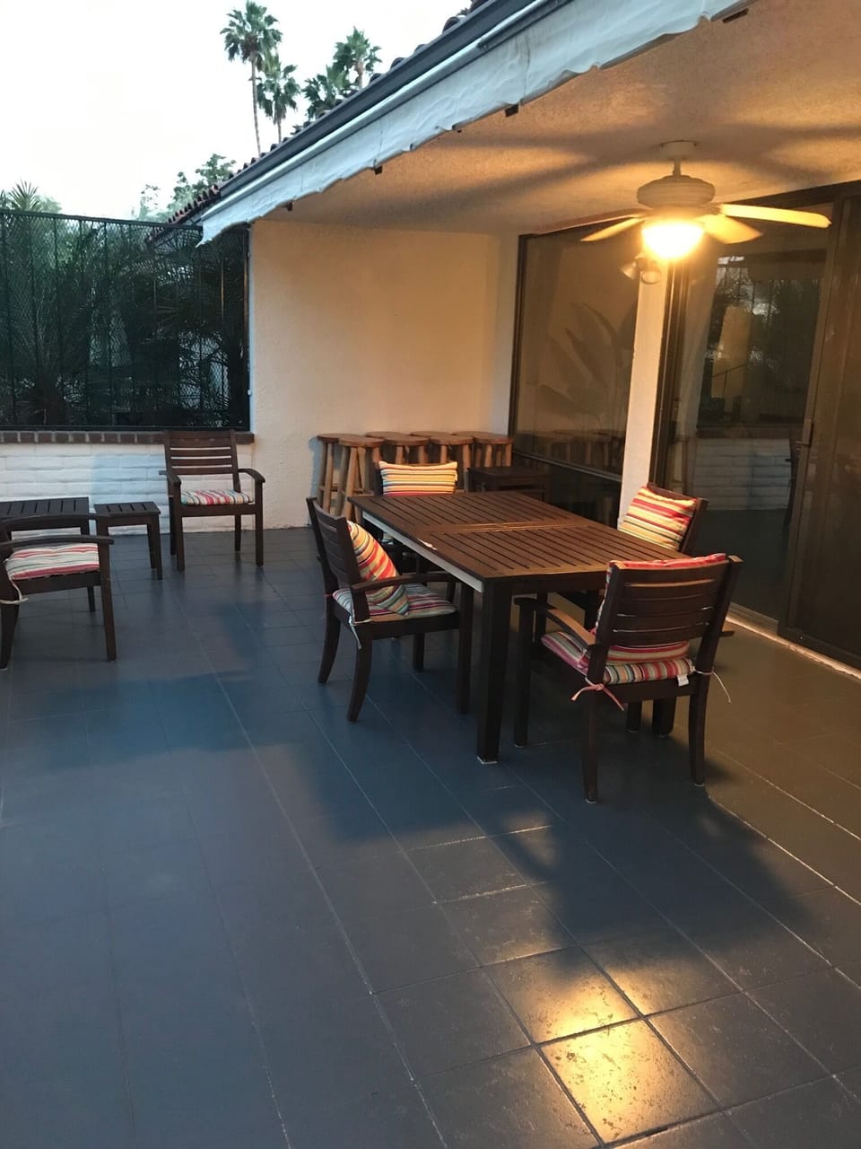 Largest patio in the complex. Table seats 6