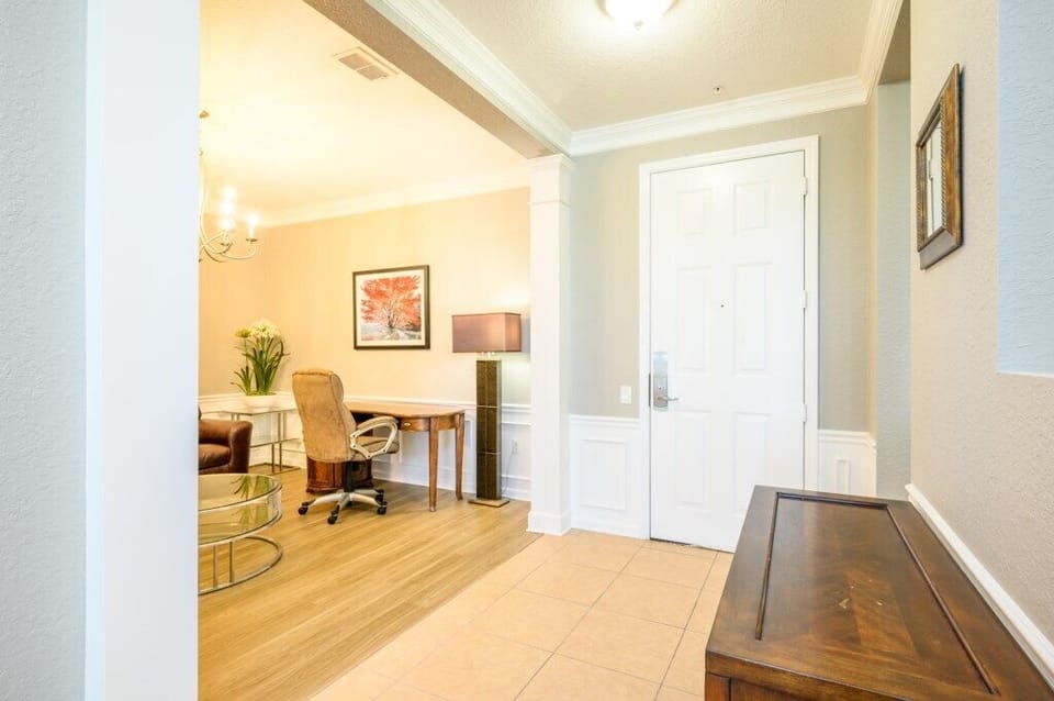 Foyer and Den with Desk