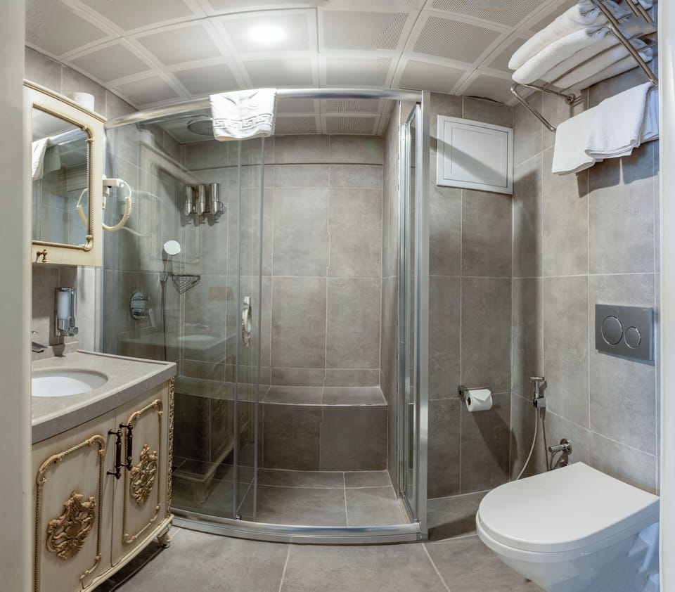 Royal Suite | Bathroom | Shower, rainfall showerhead, free toiletries, hair dryer