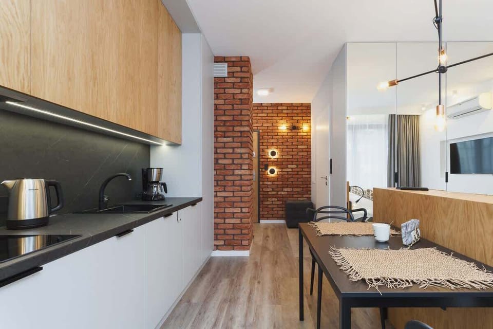 Kitchenette with dining table. 