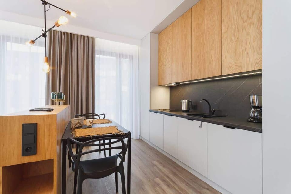 Kitchenette with dining table. 