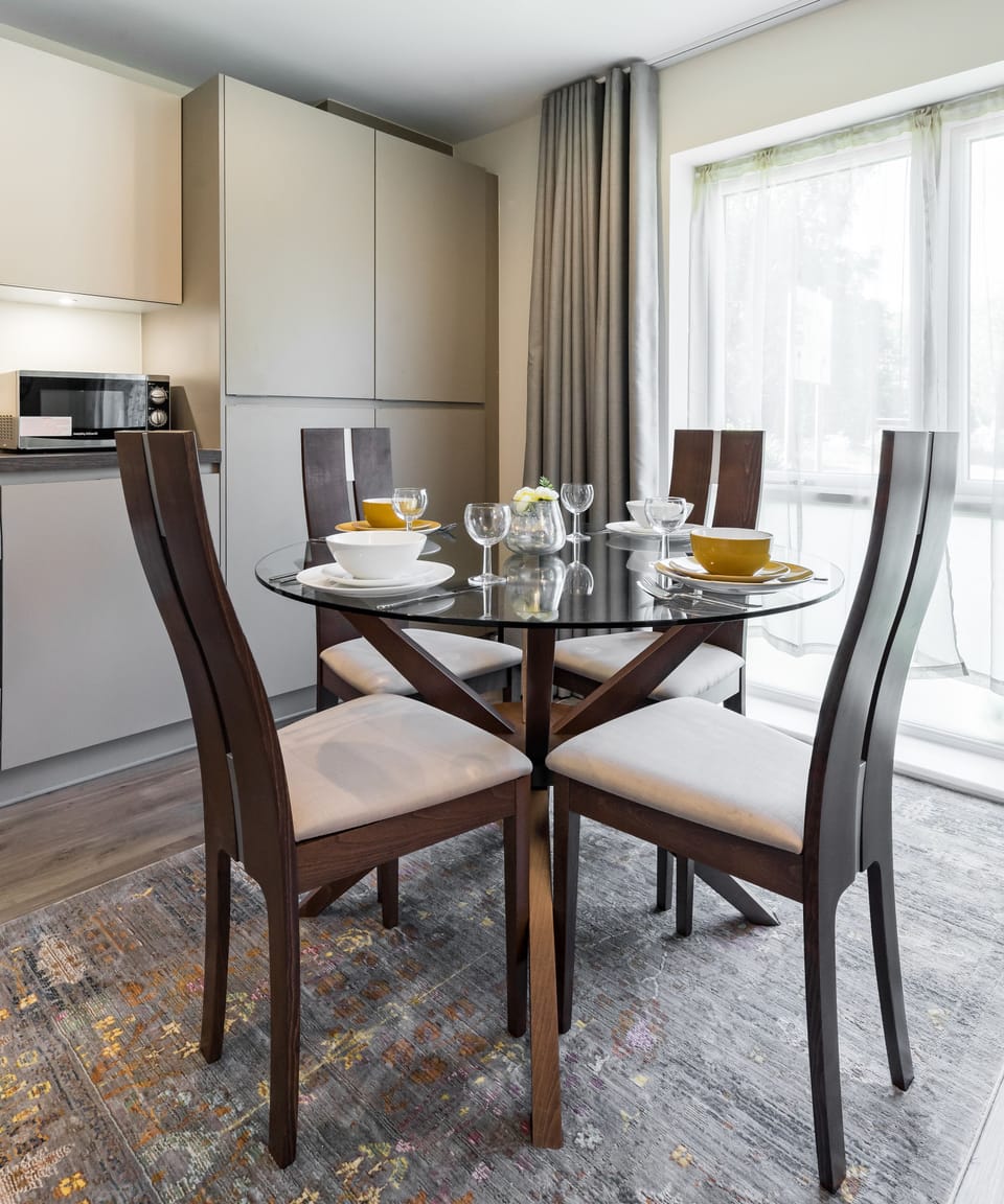 Apartment | Private kitchen | Full-size fridge, microwave, oven, stovetop